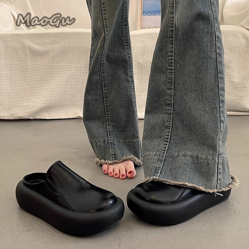 Sewing House - Plataforma feminina deslizamento em sapatos mule