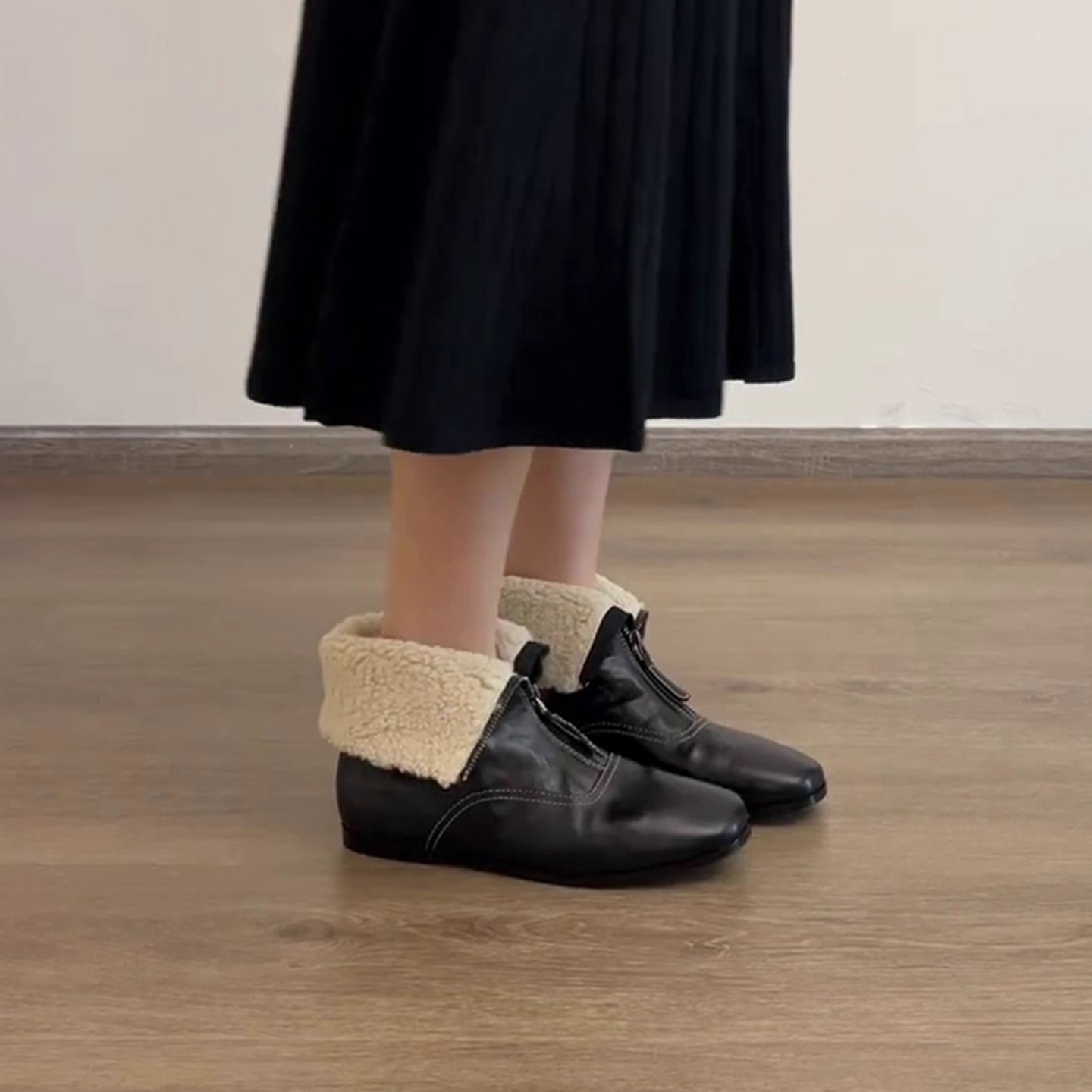 Botas Curtas Femininas Estilo  - Sewing Front Zipper avaliação e preço