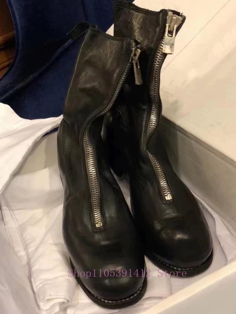 Botas Masculinas de Luxo em Co - Sewing Front Zipper avaliação e preço
