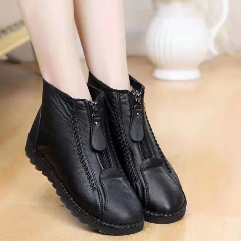 Inverno botas de tornozelo fem - Sewing Front Zipper avaliação e preço